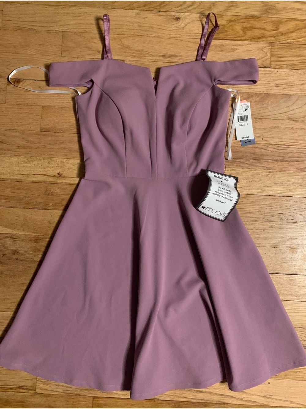 BCX Mauve Off-Shoulder Fit-and-Flare Midi Dress